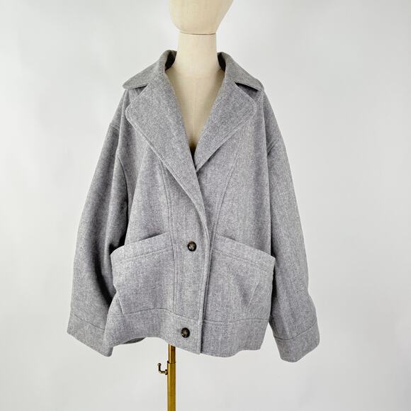 NWT Favorite Daughter THE NICO BOMBER Size XXL in Grey Wool Blend - Picture 5 of 13